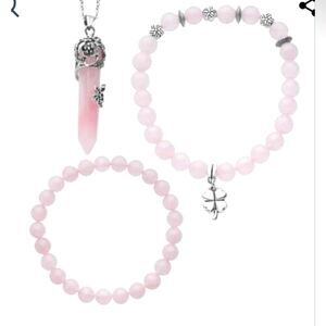 Galilea Rose Quartz Pendant and Bracelets